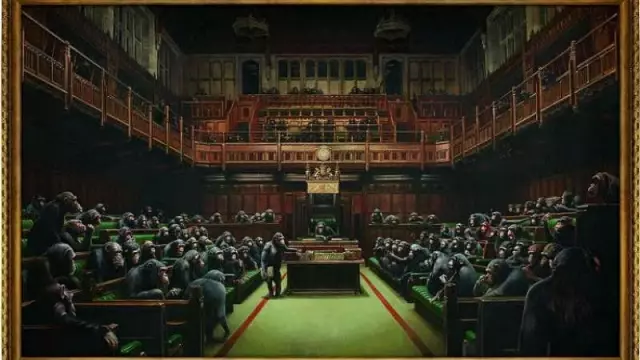 Banksy'nin İngiliz milletvekillerini şempanze olarak tasvir eden tablosu satışa sunuluyor