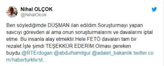 Olçok, Tamince kararından sonra Adalet Bakanlığına teşekkür etti