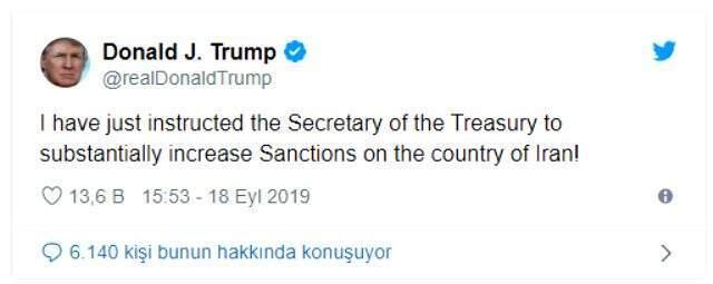Son Dakika: Trump, İran'a yönelik yaptırımların artırılmasını istedi