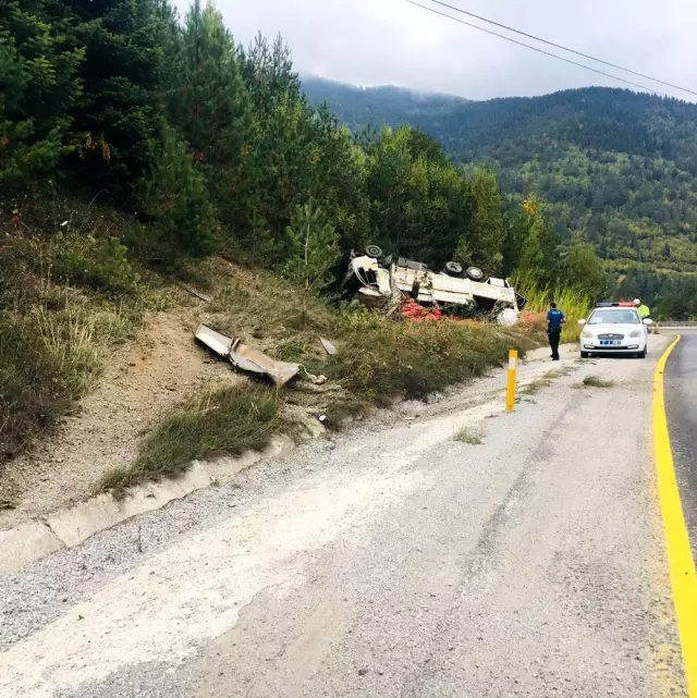 Soğan yüklü kamyon devrildi: 1 yaralı Soğan yüklü kamyon devrildi: 1 yaralı