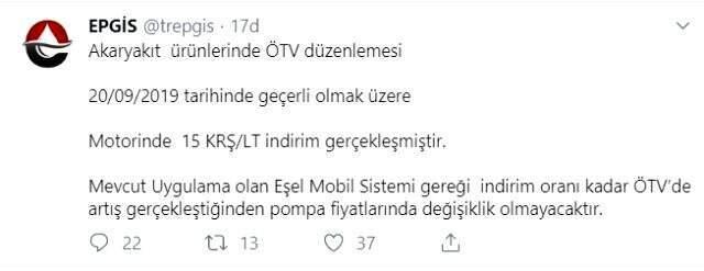 Son dakika: Motorine 15 kuruş indirim geldi
