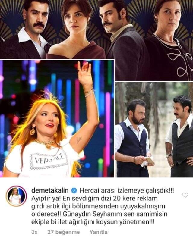 Demet Akalın, devamlı reklam girdiği amaciyla tek Zamanlar Çukurova dizisine sitem etti