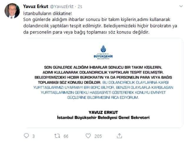 İBB Genel Sekreteri Yavuz Erkut'tan dolandırıcılık uyarısı