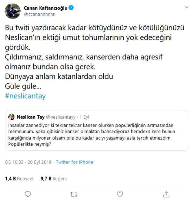 Siyaset dünyasından Neslican Tay'ın ölümüne ilişkin mesajı: Gittin, çok üzgünüz çok