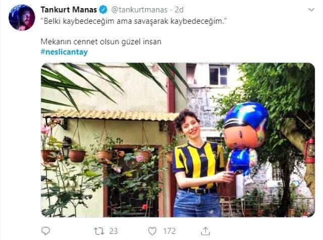 Ünlü isimler hayatını kaybeden Neslican Tay'ın acısını paylaştı
