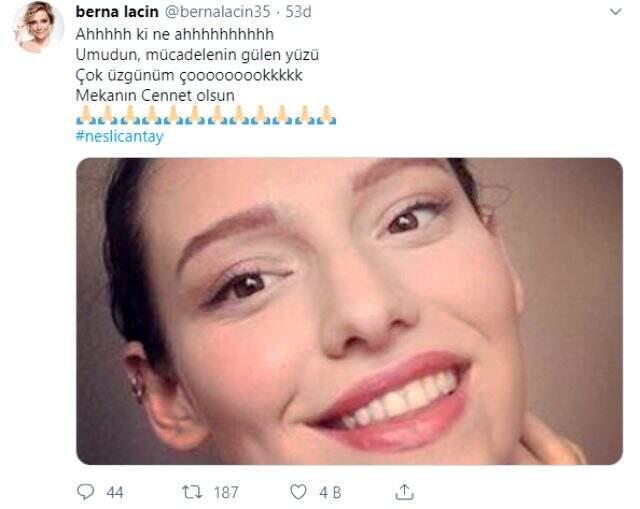 Ünlü isimler hayatını kaybeden Neslican Tay'ın acısını paylaştı