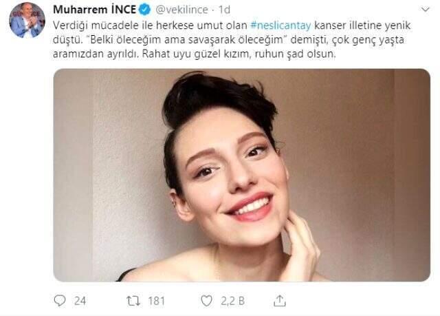Siyaset dünyasından Neslican Tay'ın ölümüne ilişkin mesajı: Gittin, çok üzgünüz çok