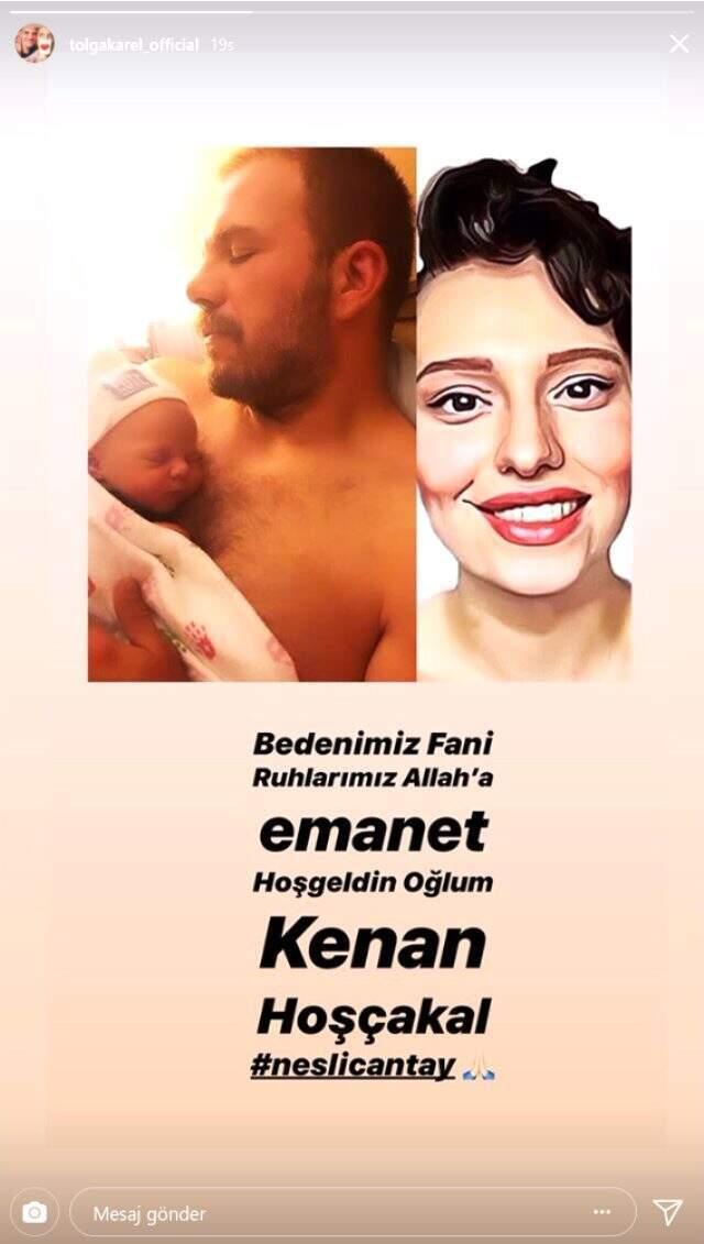 Tolga Karel üçüncü kez baba olduğunu Neslican'ın fotoğrafıyla duyurdu