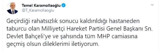 MHP Lideri Devlet Bahçeli, hastaneden alkışlarla taburcu oldu