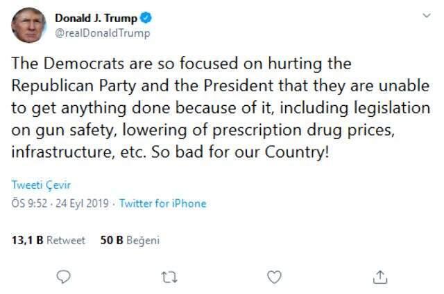 ABD Başkanı Trump'ın azledilmesi amaciyla evvel adım atıldı
