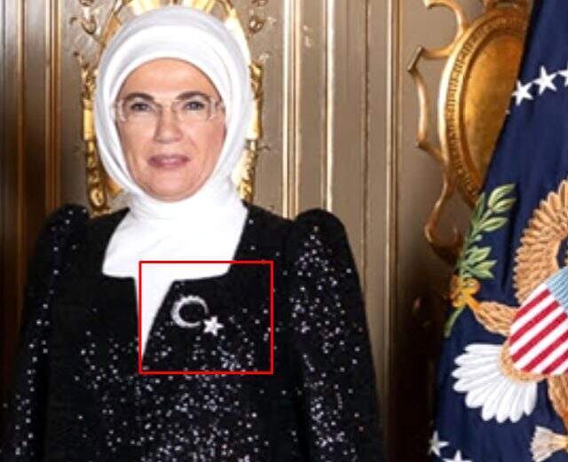 BM Genel Kurul Heyet Başkanları onuruna verilen yemekte Emine Erdoğan'ın broşu dikkat çekti