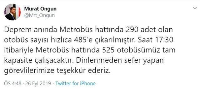 Deprem sonrası İstanbul'da hizmet veren metrobüs sayısı artırıldı