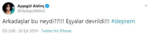 Depremi hisseden ünlü isimler peş peşe paylaşım yaptı