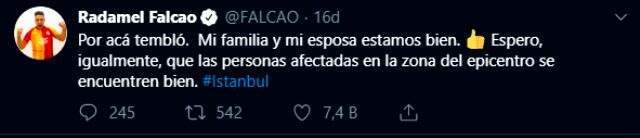 Falcao'dan deprem paylaşımı: Deprem oldu, ailemle iyiyiz