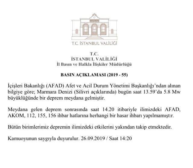 Son Dakika: İstanbul Valiliği'nden deprem sonrası ilk açıklama: Hasar ihbarı yapılmadı