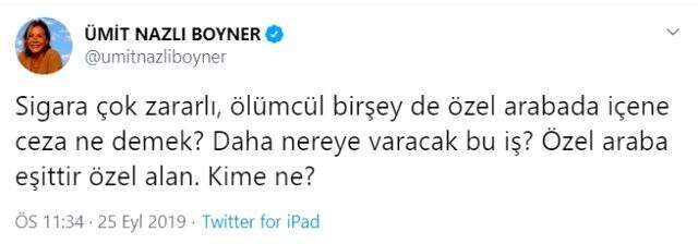 Ümit Nazlı Boyner, araçta sigara içenlere kesilen cezaları eleştirdi: Özel araba eşittir özel alan, kime ne?