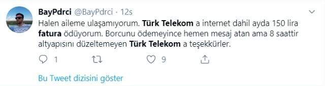 Deprem sonrası Türk Telekom'dan hizmet alamayan vatandaşlar, bu ay fatura alınmamasını istedi