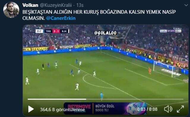 Caner Erkin taraftarı çılgına çevirdi