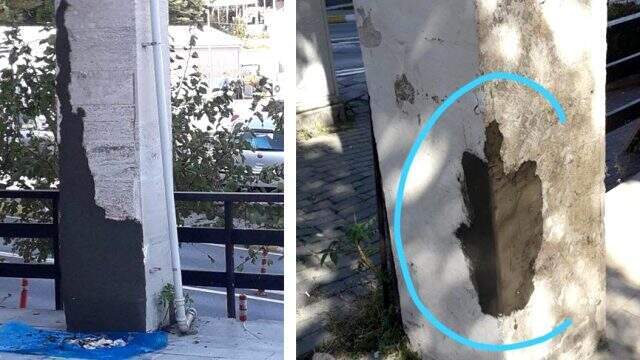 Çapa Tıp Fakültesi'ndeki çatlakları sıvayla kapattılar