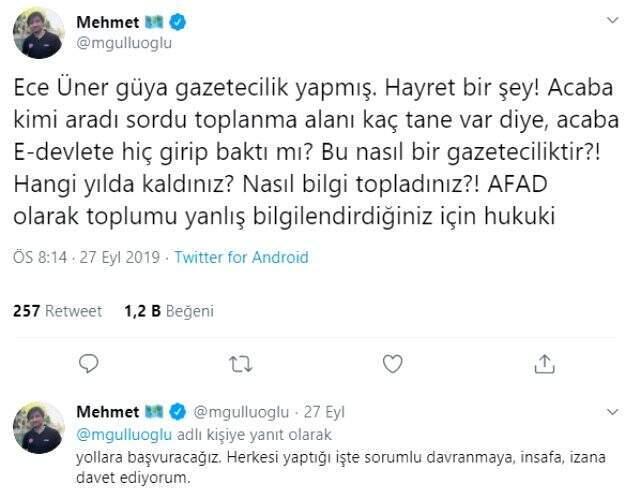 Deprem sonrası toplanma yeri sözleriyle dikkat çeken sunucu Ece Üner'e AFAD Başkanından tepki