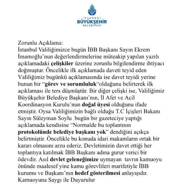 İBB'den deprem toplantısı açıklaması: İmamoğlu hedef gösteriliyor