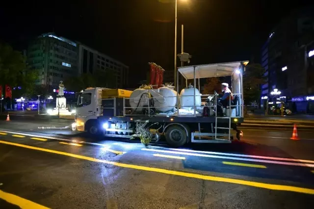 Başkent'in yolları çizgilerle daha güvenli