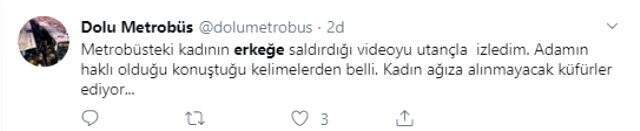 Metrobüste erkeğe saldıran kadın sosyal medyanın gündeminde