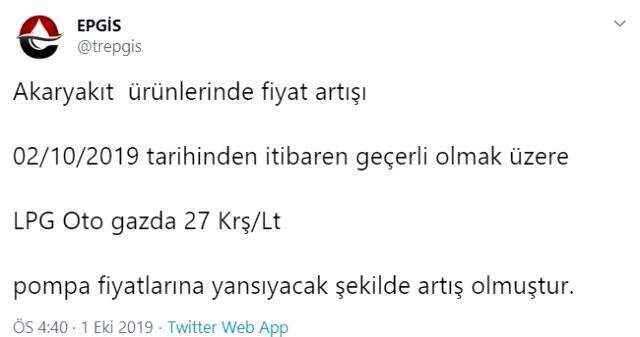 Son Dakika: LPG'ye 27 kuruş zam geldi