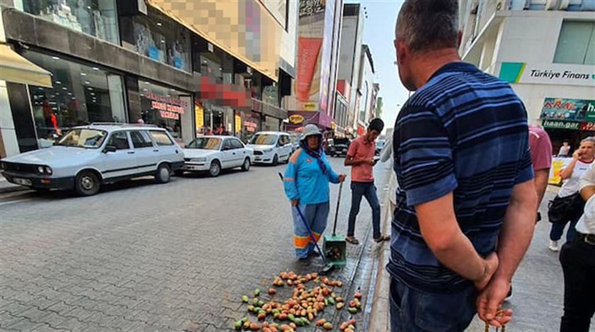 Zabıta seyyar satıcının incirlerini döktü, çevredekiler tepki gösterdi