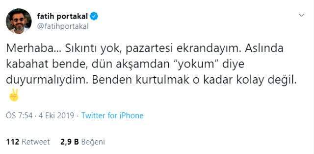 Ekrana çıkmayan Fatih Portakal 'Kovuldu' iddialarına cevap verdi