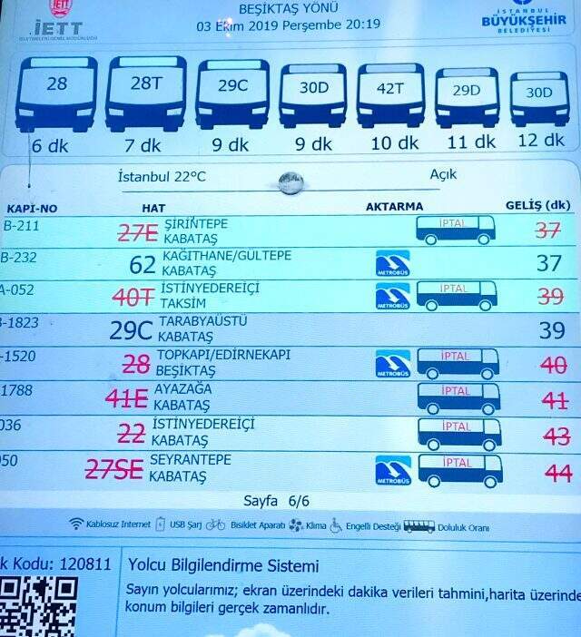 Otobüs duraklarındaki ekranlardaki hatalar, vatandaşı isyan ettirdi