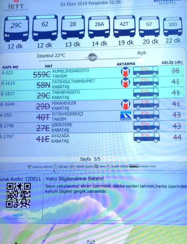 Otobüs duraklarındaki ekranlardaki hatalar, vatandaşı isyan ettirdi