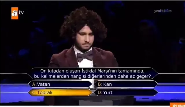 Kim Milyoner Olmak İster'de 1 milyonluk İstiklal Marşı sorusu Kim Milyoner Olmak İster'de 1 milyonluk İstiklal Marşı sorusu