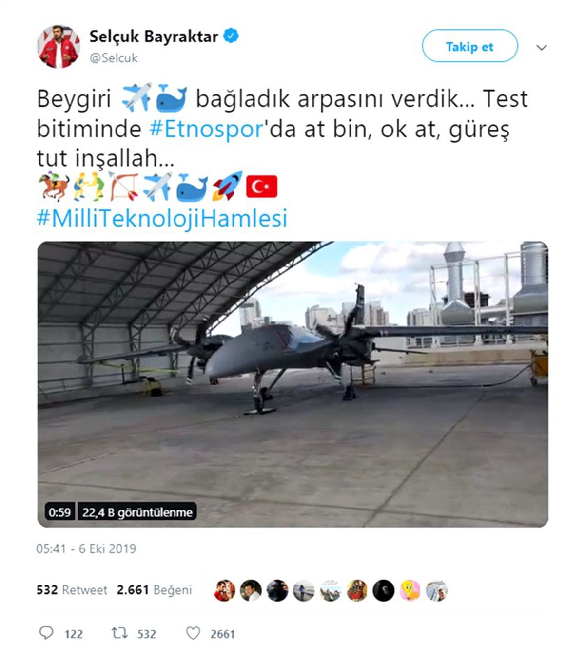 Selçuk Bayraktar, Akıncı'nın yeni test görüntülerini yayınladı