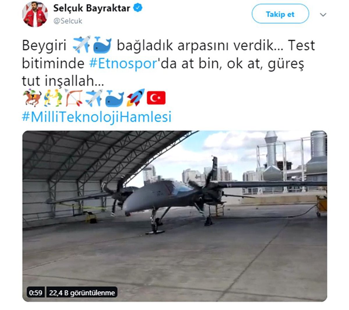 Selçuk Bayraktar, Akıncı'nın yeni test görüntülerini yayınladı
