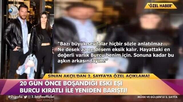 Boşandıktan 20 gün sonra barışan Sinan Akçıl ve Burcu Kıratlı ikinci kez evleniyor!