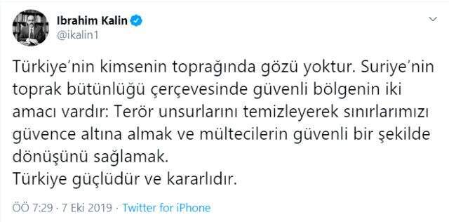 Cumhurbaşkanlığı Sözcüsü Kalın'dan Beyaz Saray'ın açıklamasına ilk yanıt: Türkiye'nin kimsenin toprağında gözü yoktur.
