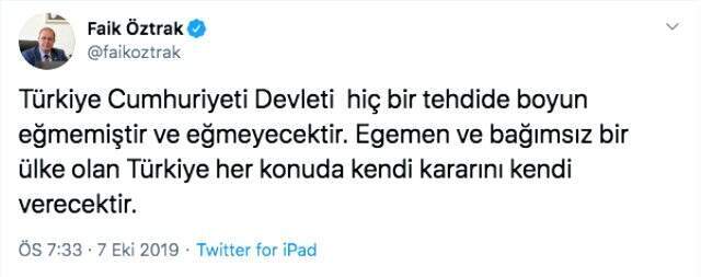 Muhalefetten Trump'ın Türkiye tehdidine tepki: Türkiye tehdide boyun eğmemiştir ve eğmeyecektir