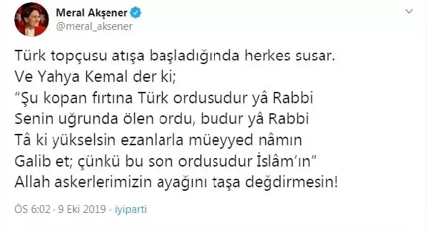 Akşener'den 'barış pınarı harekâtı' açıklaması