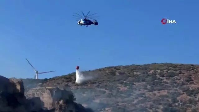 Bakras Kalesi'nde çıkan yangına havadan müdahale Bakras Kalesi'nde çıkan yangına havadan müdahale
