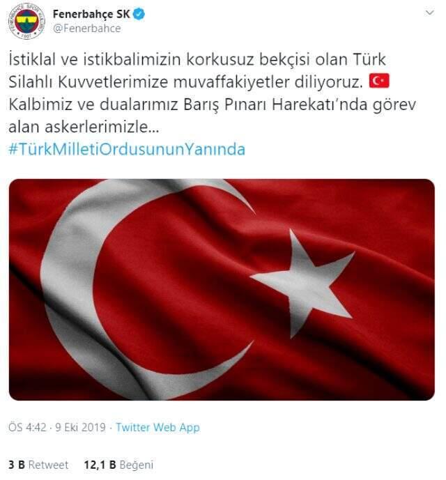 Futbol camiasından Barış Pınarı Harekatı'na destek!