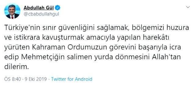 Gül ve Davutoğlu'ndan Barış Pınarı Harekatı ile ilgili ilk sözler