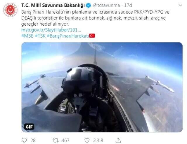 MSB, 'Sadece teröristler hedef alınıyor' diyerek bombalama anının görüntüsünü paylaştı