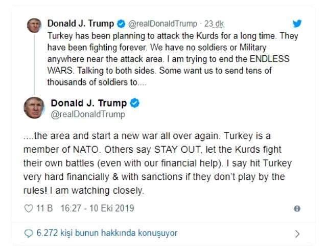 Son Dakika: Trump, Türkiye'ye küstah tehdidini yineledi: Kurallara uymazsanız, yaptırım uygularım