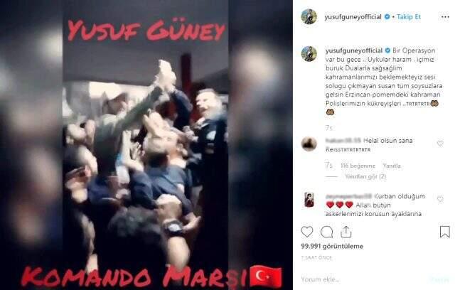 Yusuf Güney'in polislerle söylediği Komando Marşı sosyal medyanın gündemine oturdu
