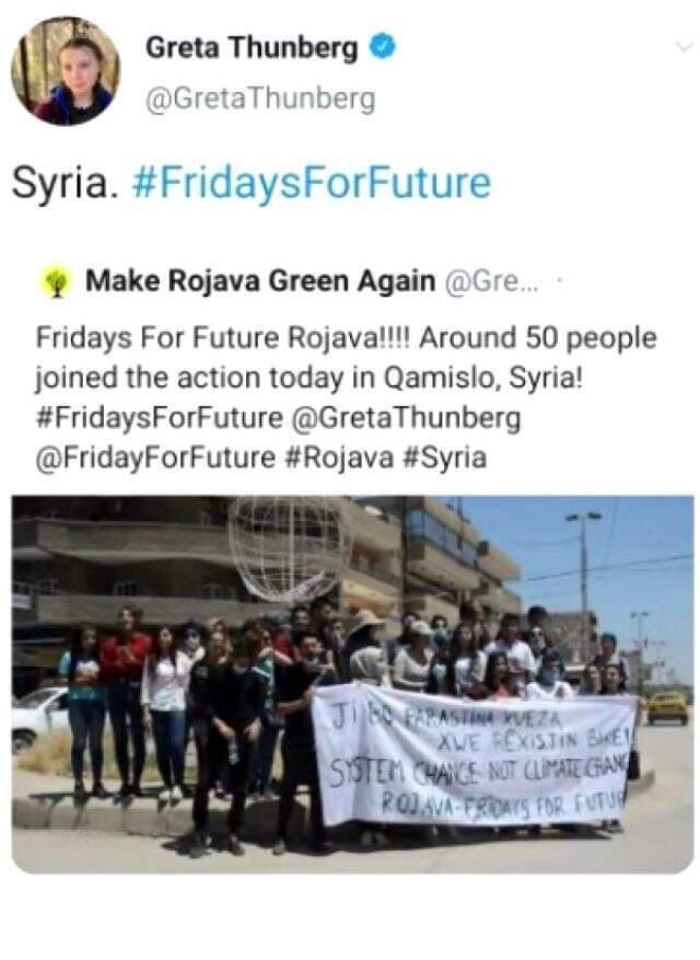 İklim aktivisti Greta Thunberg, terör örgütü YPG'ye destek verdi