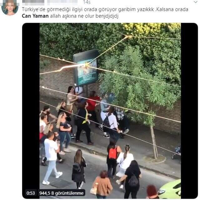 İtalya sokaklarında hayranlarının ilgisinden yürüyemeyen Can Yaman'a Türk takipçilerden tepki: Kalsana orada!