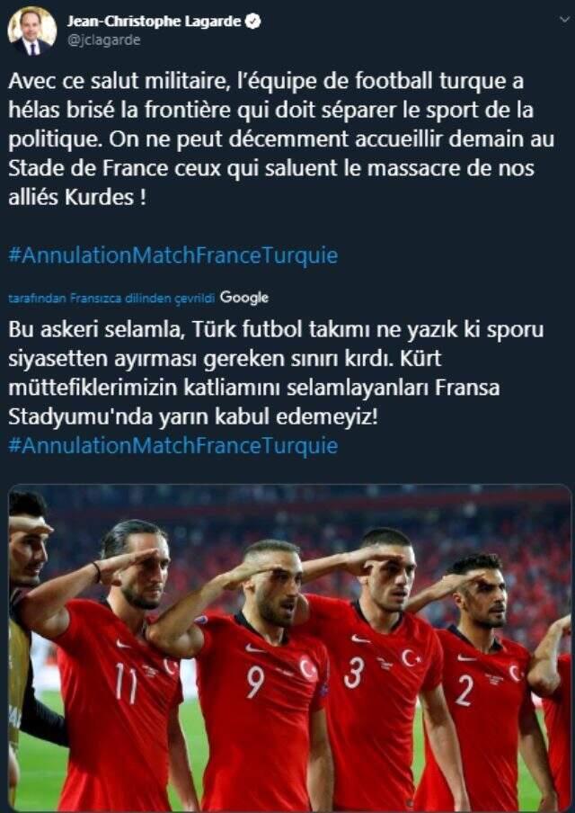 Milli maç öncesi Fransızlar sosyal medyada 'asker selamı' kampanyası başlattı: Maç iptal edilsin