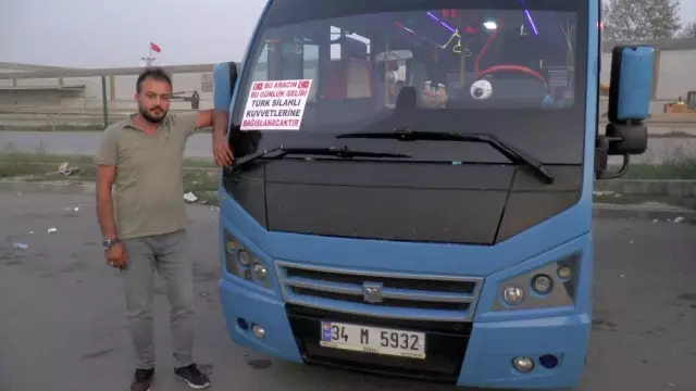 (Özel) Barış Pınarı Harekatı'na minibüs şoföründen kampanyalı destek (Özel) Barış Pınarı Harekatı'na minibüs şoföründen kampanyalı destek