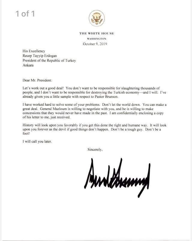 Son Dakika: Cumhurbaşkanı Erdoğan, Trump'ın mektubunu çöpe attı